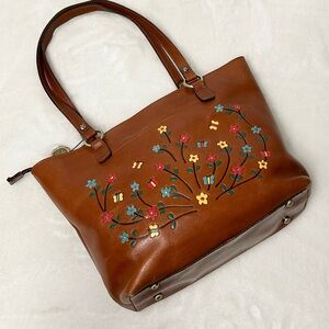 Patricia Nash Hand Painted Floral tote handbag